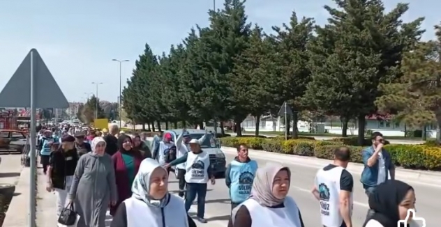 Maden işçileri yürüyüşü Beypazarından devam ediyor.