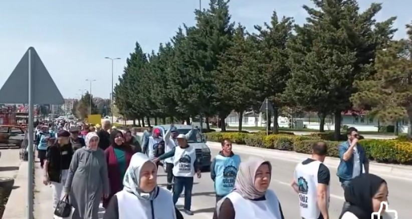 Maden işçileri yürüyüşü Beypazarından devam ediyor.